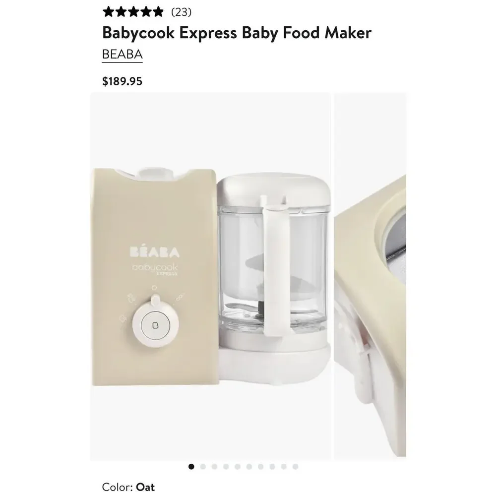 Béaba Babycook Express Baby Food Maker, Oat; Steam, Cook, Blend, Dishwasher Safe
